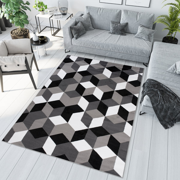 Oliver Daveigh Dark Grey/Black/White Rug Wayfair.co.uk